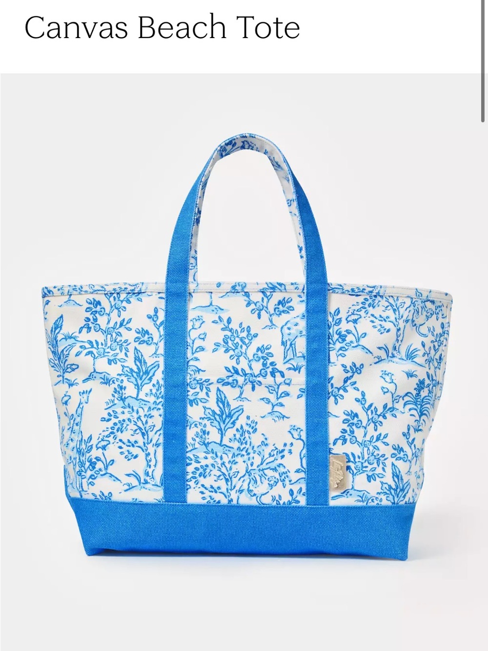 Lily Pulitzer Canvas Beach Tote - Blue and White Floral